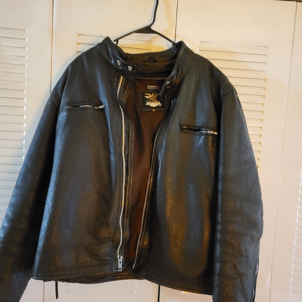 Jamin leather jacket w/liner. Black biker jacket. Very warm, in excellent shape